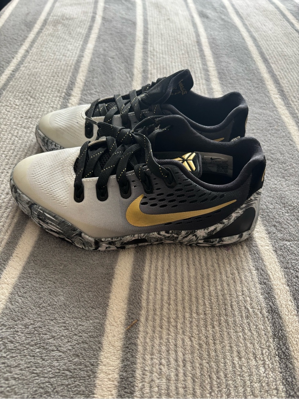 Nike Kids Black, White & Gold Basketball Sneakers